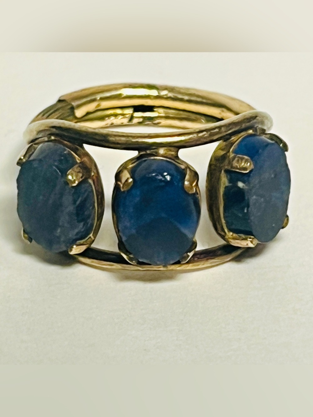 Unfinished Sapphire Vintage Trilogy Ring - Cabochon - Marked HASKELL - 1970s